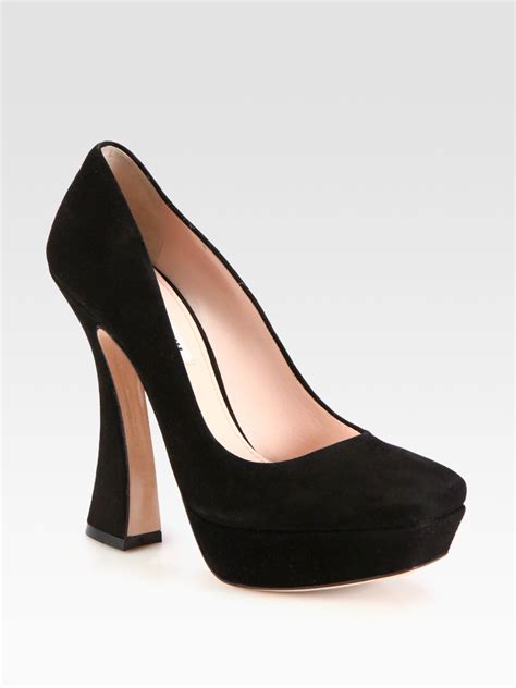 miu miu black suede heels|miumiu shoes women.